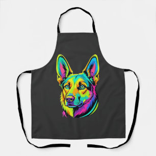Neon Dog Colourful Vector Portrait Apron