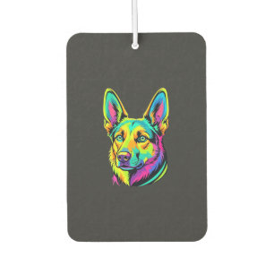 Neon Dog Colourful Vector Portrait Car Air Freshener