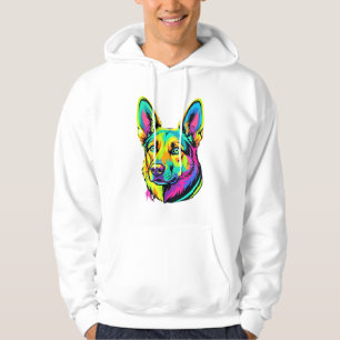 Neon Dog Colourful Vector Portrait Hoodie