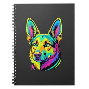 Neon Dog Colourful Vector Portrait Notebook