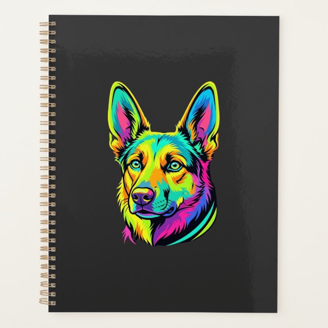 Neon Dog Colourful Vector Portrait Planner (Front)