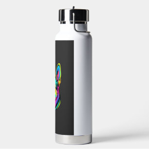 Neon Dog Colourful Vector Portrait Water Bottle