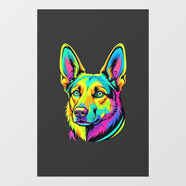 Neon Dog Colourful Vector Portrait Window Cling (Sheet)