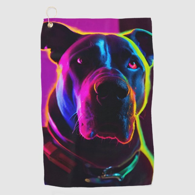 neon dog golf towel (Front)