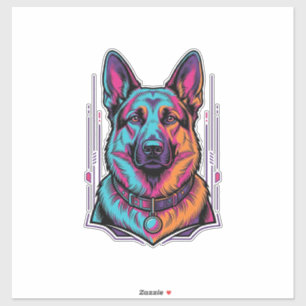 Neon Dog Portrait Vintage Engraving Graphic_1