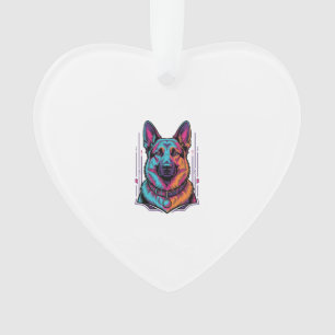 Neon Dog Portrait Vintage Engraving Graphic_1 Ornament