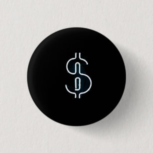 neon dollar sign 3 cm round badge