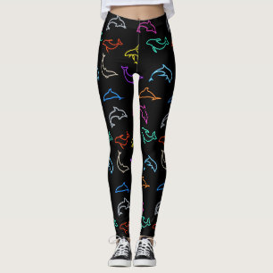neon dolphins - leggings