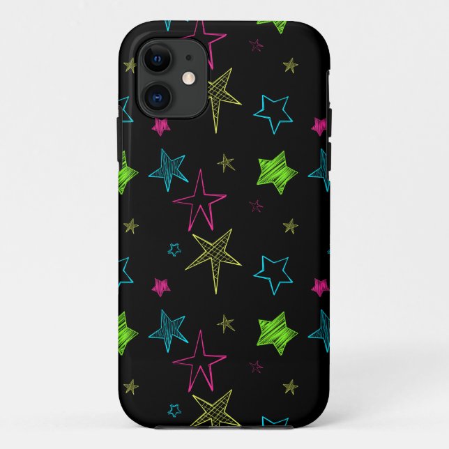 Neon Doodle Stars iPhone 5/5S Case (Back)