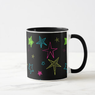 Neon Doodle Stars Mug