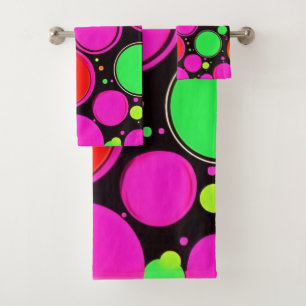 Neon Dot Party Bath Towel Set