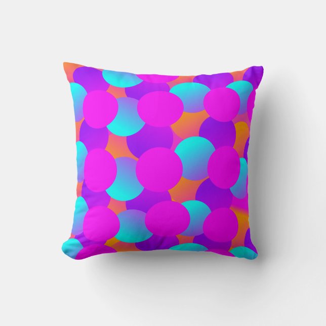 Neon Dots Kids Bubbles Ombre Pattern Cushion (Front)