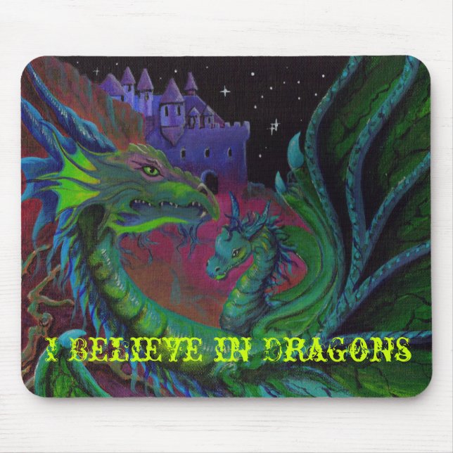 NEON DRAGON 1 I Believe in Dragons Mouse Mat (Front)