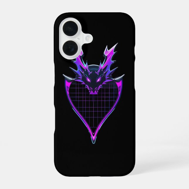 Neon dragon art iPhone 16 case (Back)