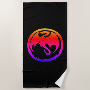 Neon Dragon black beach towel