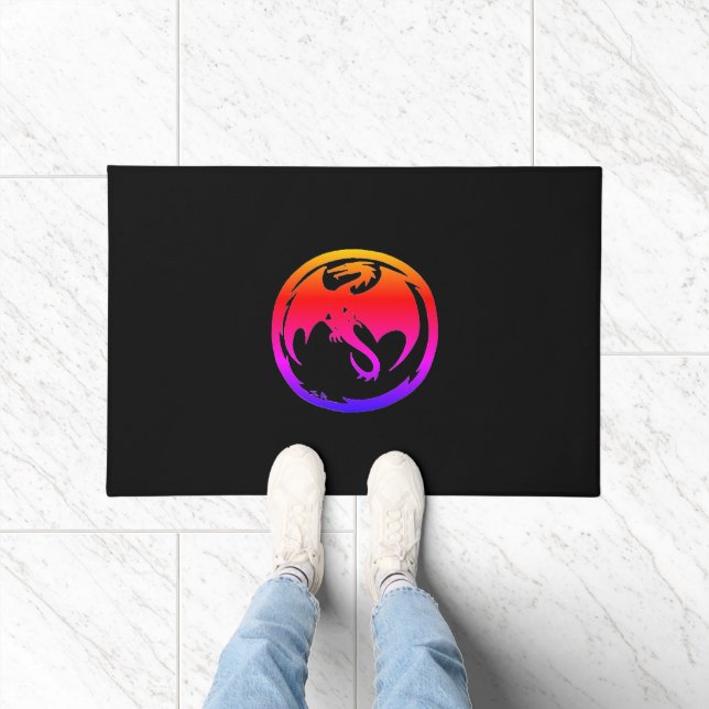 Neon Dragon black doormat (Indoor)