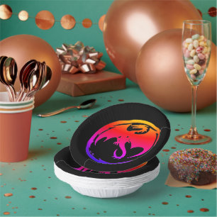 Neon Dragon black paper bowls Paper Plate