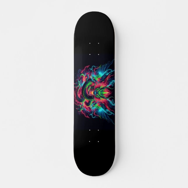 neon dragon design skateboard (Front)
