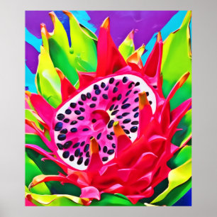 Neon Dragon Fruit Splendour Poster