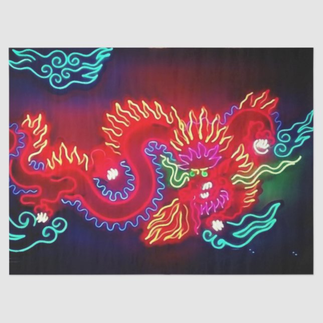 Neon Dragon Gift Tissue Paper (Front)