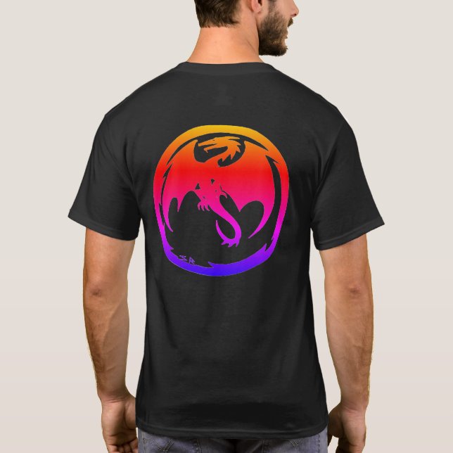 Neon Dragon men black T-shirt back (Back)