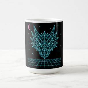 Neon Dragon Synthwave – Retro Fire Beast Coffee Mug