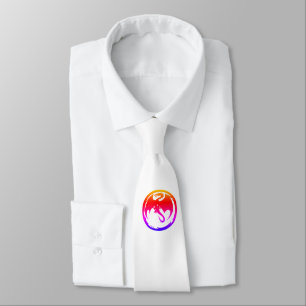 Neon Dragon white necktie
