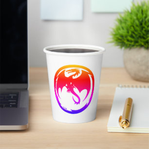 Neon Dragon white paper cups