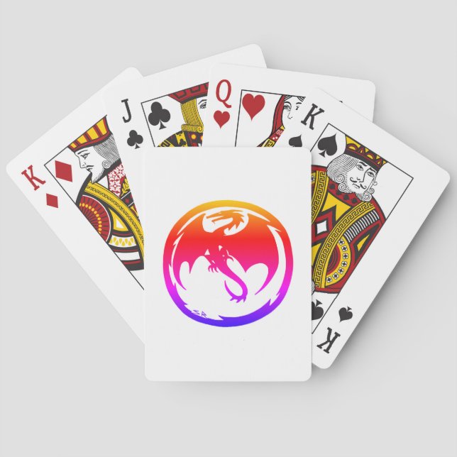 Neon Dragon white Poker playing cards (Back)