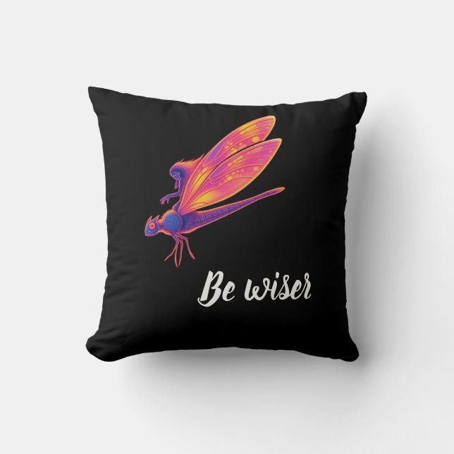 Neon Dragonfly – Aesthetic Nature Transforma Cushion (Front)