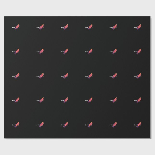 Neon Dragonfly – Aesthetic Nature Transforma Wrapping Paper (Flat)