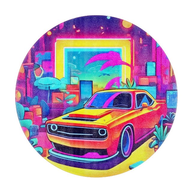 Neon Dream Car Escape Cutting Board (Front)