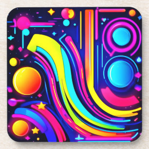 Neon Dreams: A Psychedelic Digital Odyssey Coaster