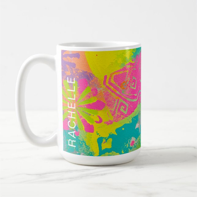 Neon Dreams Abstract Coffee Mug (Left)
