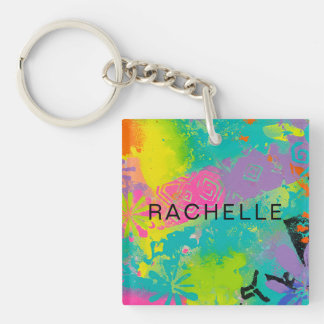 Neon Dreams Abstract Key Ring