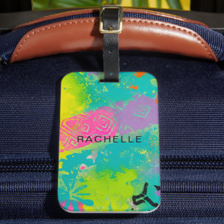 Neon Dreams Abstract Luggage Tag