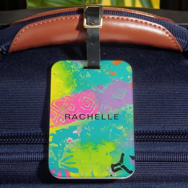 Neon Dreams Abstract Luggage Tag (Front Insitu 2)