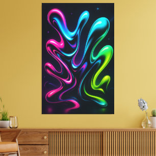 Neon Dreams II Abstract Canvas   Chrome Wall Art
