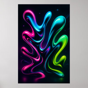 Neon Dreams II Abstract Canvas   Chrome Wall Art