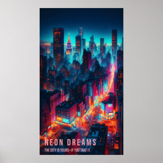 Neon Dreams - Night City Poster