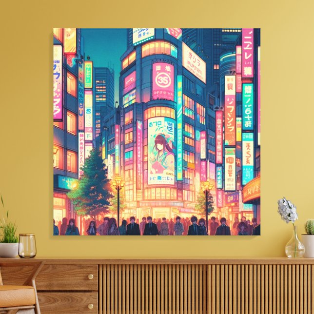 Neon Dreams of Shibuya Canvas Print (Insitu(LivingRoom))