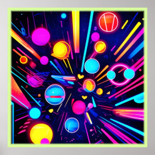 Neon Dreams - Psychedelic Shapes & Colours Poster