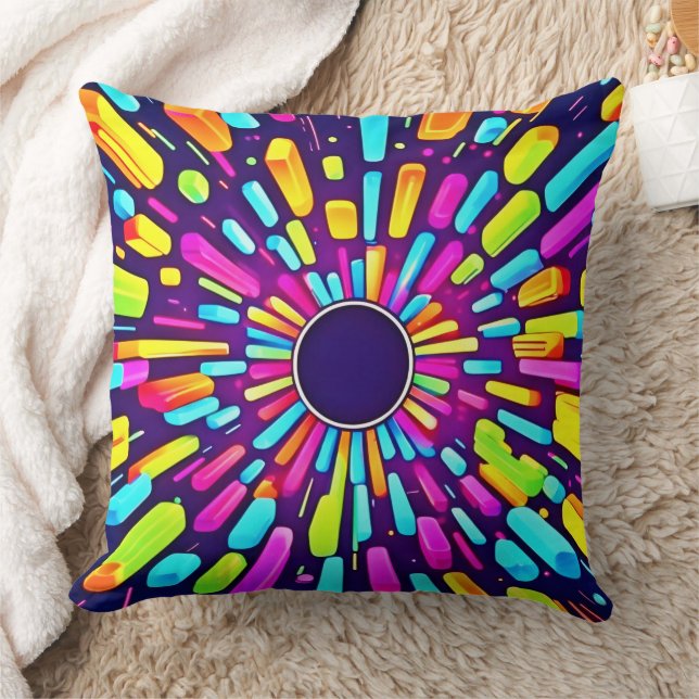 Neon Dreamscape: A Psychedelic Journey Cushion (Blanket)
