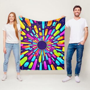 Neon Dreamscape: A Psychedelic Journey Fleece Blanket