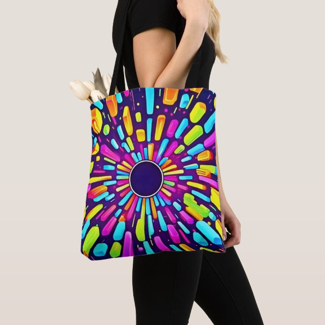 Neon Dreamscape: A Psychedelic Journey Tote Bag (Close Up)