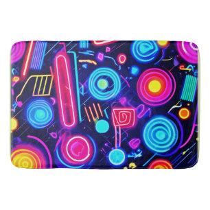 Neon Dreamscape: A Vibrant Abstract Art Bath Mat