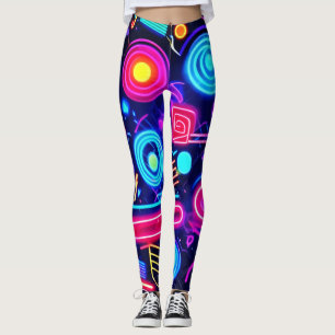 Neon Dreamscape: A Vibrant Abstract Art Leggings