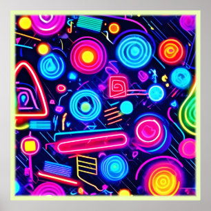 Neon Dreamscape: A Vibrant Abstract Art Poster