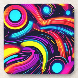 Neon Dreamscape Art Coaster