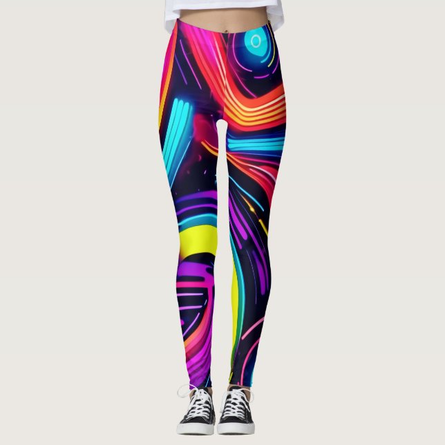 Neon Dreamscape Art Leggings (Front)
